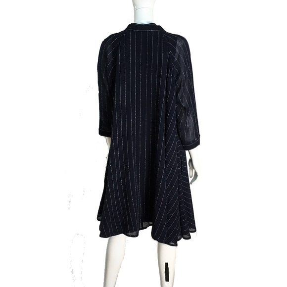 Vintage Geoffrey Beene blue linen swing dress - Picture 2 of 9